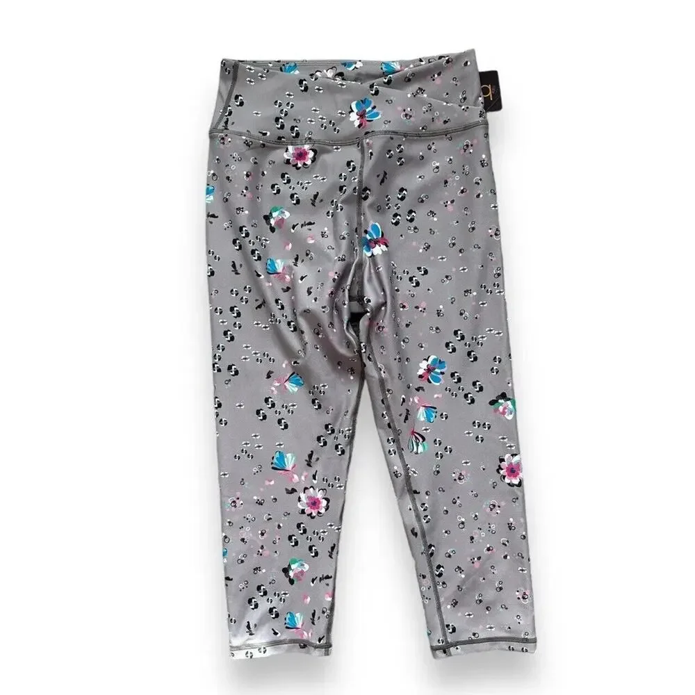 Becco LA Floral Crop Leggings, Taupe, Large